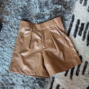 Abercrombie & Fitch High Waist Brown Leather Shorts